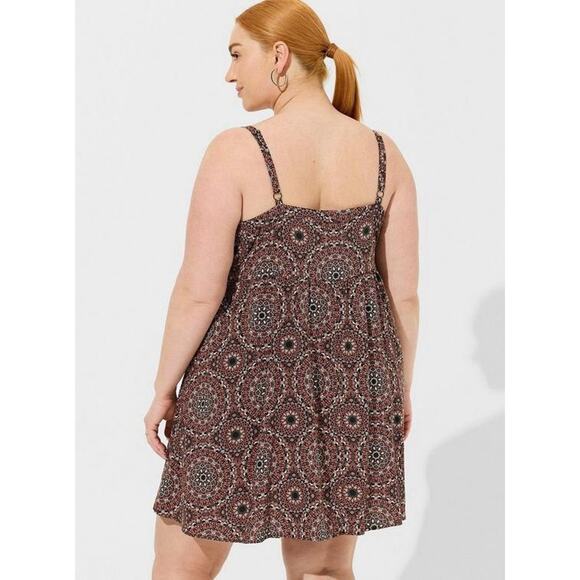 Torrid Medallion Print Babydoll Mini Dress Strappy Swing Tunic Boho Plus Size 5X - Picture 3 of 15